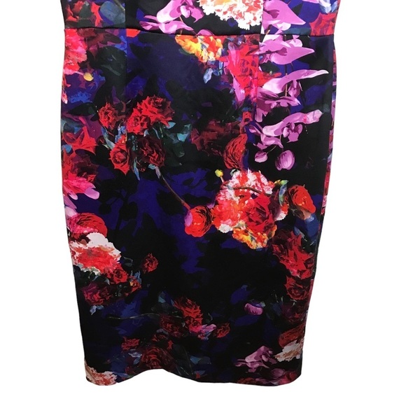 Betsey Johnson women’s midi length floral dress size 6 cap sleeve fully lined - Picture 4 of 13